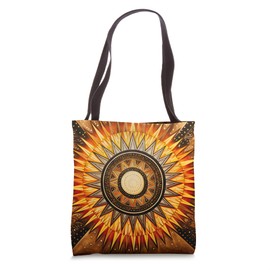Golden Mandala Sunburst: Radiant Tribal Patterns Tote Bag