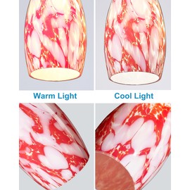 Oval Glass Pendant Lamp Shade Only Art Glass Light Covers for Kitchen Island Pendant Light Fixtures Replacement Shade for Mini Pendant Light (red cloud)