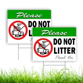 2 PC Please Do Not Litter Sign - 14x10 Coroplast Double Sided No Dumping Signs - No Littering Sign Outdoor - No Dumping Signs Private Property