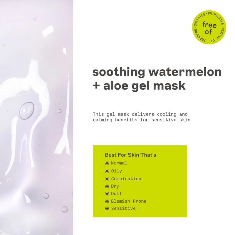 Freeman Soothing Watermelon & Aloe Gel Facial Mask, Hydrates, Nourishes,