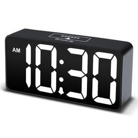 DreamSky Small Digital Alarm Clock for Bederoom, Large Big Numbers Display with Dimmer for Living Room, Electric Bedside Desk Clock with USB Charging Port, Adjustable Volume, USB-C Adapter Powered