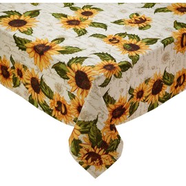 DII Design Imports Rustic Sunflower Table Linens - Fall - Autumn - Thanksgiving (60x84 inch Tablecloth)