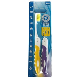 Pack of 2pc Comfort Hold Travel Toothbrush On The Go Folding Medium Bristle Brushes Compact Size Ergonomic Foldable Tooth Brush Camping Gym School Locker Backpack TSA Approved - Assorted Colors