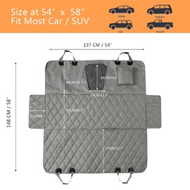 Hanjo Pets Car Dog Cover Back Seat - Car Hammock for Dogs Waterproof - Dog Car Seat Cover for Back Seat with Mesh Window Big Pocket for Car/Truck/SUV Nonslip Rubber Back Washable Luxury Material