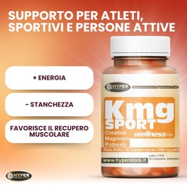 Hyper KMG SPORT Integratore Sport Integratori Stanchezza con Creatina, Magnesio e Potassio - Integratore Allenamento Palestra Energetico Combatte Stanchezza ed Affaticamento Prodotto in Italia 60 Cpr