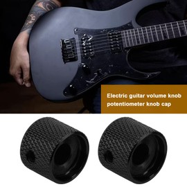 The Lord of the Tools Guitar Dual Layer Concentric Control Knobs Electric Guitar Metal Potentiometer Cap Guitar Double Layer Metal Button Cap Volume Control Cover Black Pack of 2