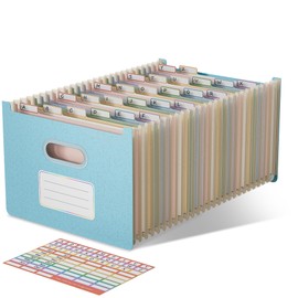 EcoStash 26 Pockets Accordion File Organizer, Wheat Straw File Folders, Upright&Open Top, A-Z Bill Receipt Organizer, 100% BPA Free, Return to Nature, Healthy Living, Letter/A4 Size - Sky Blue