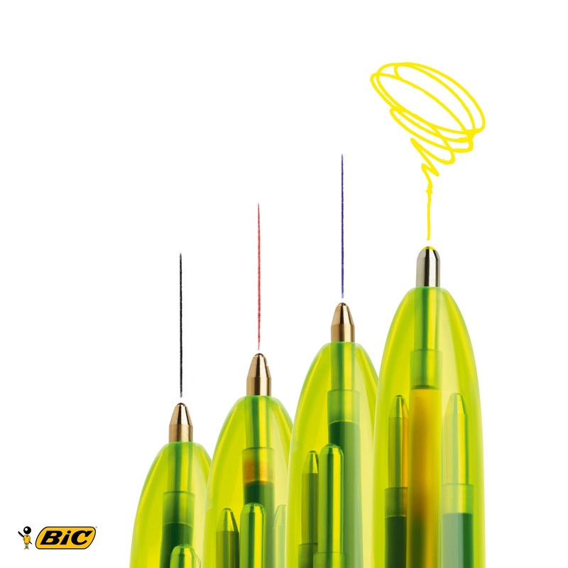 BIC 4 Colours Fluo Ballpoint Pen Black, Blue, Red and