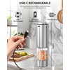 CIRCLE JOY Electric Pepper Grinder Stainless Steel Rechargeable Pepper Mill