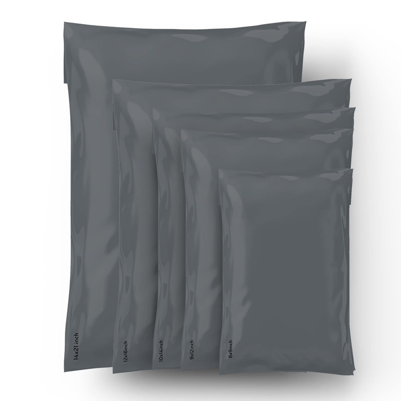Mailing Bags, Grey Parcel Delivery Bags with Self-Seal Closure, Flexible