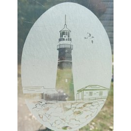 Vinyl Etchings Portland Lighthouse Window Decal 4"x6" OVAL Etched Glass Look Cling Removable