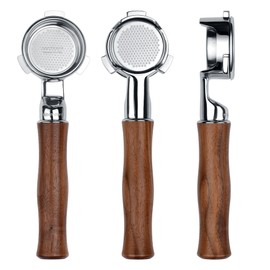 Normcore 54mm Bottomless Portafilter with 18g Precision Filter Basket, Fits Breville 54mm Machines Including Bambino Plus BES500, Genuine American Walnut Handle