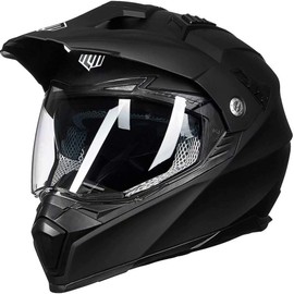 ILM Off Road Motorcycle Dual Sport Helmet Full Face Sun Visor Dirt Bike ATV Motocross Casco DOT Certified Model 606V(Matte Black, M)
