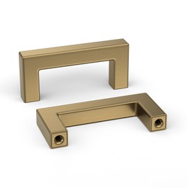 goldenwarm 5 Pack Champagne Bronze Cabinet Pulls Gold Cabinet Handles 2-1/2 Inch Champagne Gold Drawer Pulls Brushed Bronze Cabinet Pulls Square Gold Pulls for Kitchen Bathroom Dresser