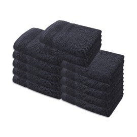 A & B TRADERS Premium Cotton Face Cloths Flannels Washcloth 12-Pack 500 GSM Ring Spun Soft Absorbent 30 x 30cm Towels (Black)