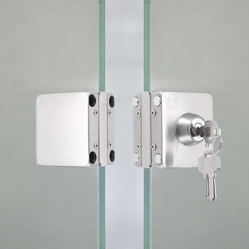 PATIKIL 304 Stainless Steel Frameless Glass Door Lock Double Opening