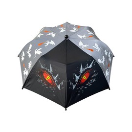 HECKBO Children's Magic Umbrella with Wooden Handle and Safety Reflectors – Colour Changing in Rain – Boys Girls Pocket Umbrella for School Bags – Storm Resistant – Gifts for School, dragon