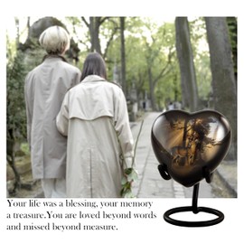 Gone Hunting Deer Heart Keepsake Urn with Sunrays – Majestic Buck Sharing Urn – Handcrafted Mini Memorial Cremation Urn for Human Ashes with Display Stand & Velvet Box (Heart Keepsake)