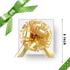 12 Pieces Big Pull Bow Gift Wrapping,6 inches, Pull Bow Ribbon Pull Bows for Christmas Wedding Baskets Valentine's Day Bows Ribbon Large Bow for Gift Wrapping (Yellow&Gold)