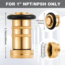 Shimeyao 2 Pcs 1" NPT/NPSH Fire Hose Nozzle Brass Fire Equipment Heavy Duty Industrial Spray Jet Fog