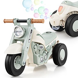 OLAKIDS Ride on Push Car, Foot-to-Floor Sliding Car for Toddlers Kids Motorcycle with Bubble Maker, Music, 3 Wheels Ride on Toys Gift for Boys Girls Aged 3-5 Years (Beige)