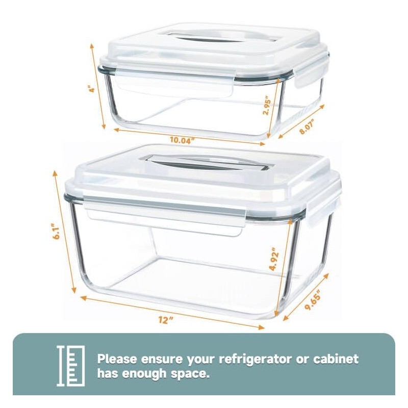 KOMUEE 203oz & 74oz Extra Large Glass Food Storage Containers