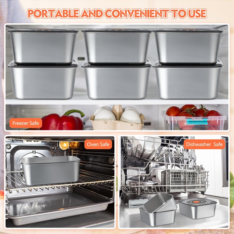 Layhit 16 Sets 34oz Stainless Steel Food Storage Containers with