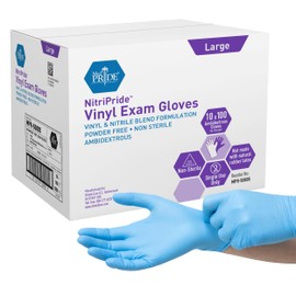 MED Pride Non-Latex Non-Sterile Single-Use Exam Gloves Medium 1000 - Powder Free, Latex Free & Rubber Free - Single Use Non-Sterile Protective Gloves for Medical Use, Cooking, Cleaning & More