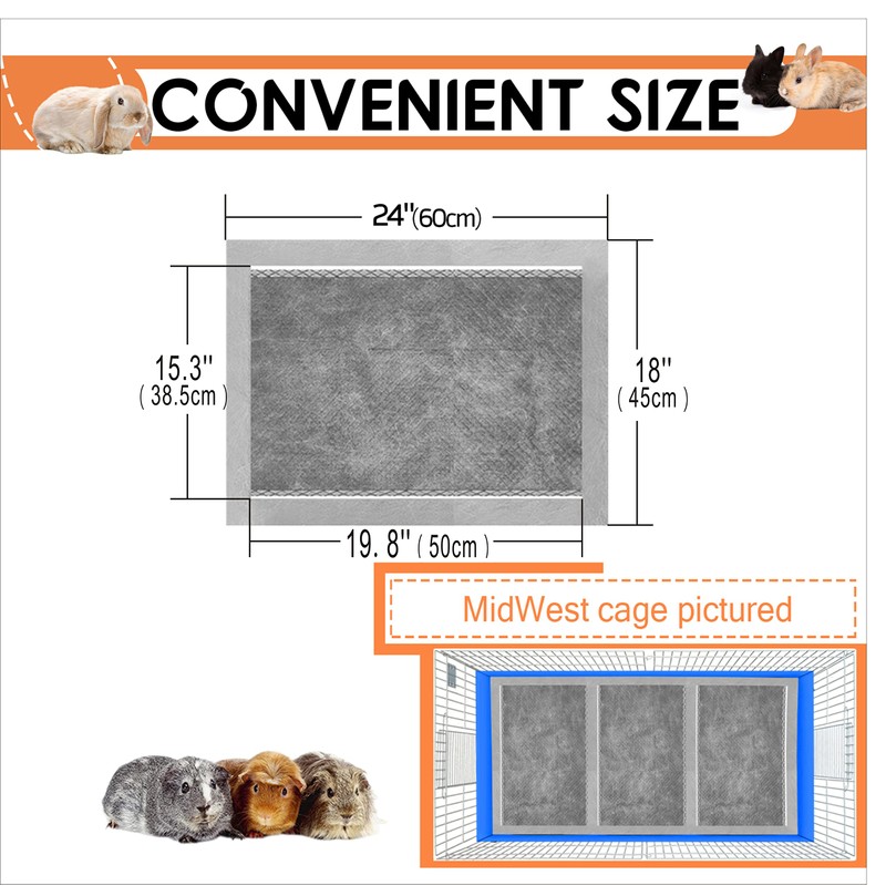 GINIDEAR Guinea Pig Bedding, Disposable Guinea Pig Cage Liners, Charcoal