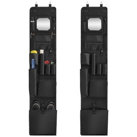 Grekos Hanging Closet, 11 x 51.18 Police Style Door Organizer Locker Shelf Hanging Locker Organizer with Mirror, 600D Oxford Cloth Heavy Fabric -Work Locker Organizer- One Set