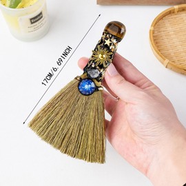 Crystal Witch Altarbroom - Handmade Magic Witch Broom Zodiac Healing Stones, Ideal for Meditation, Healing and Yoga (Lion (Jul 23 - August 22)