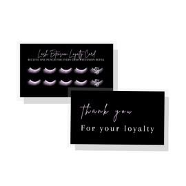 Boutique Marketing LLC Lash Extension Filler Loyalty Discount Punch Cards | 50 Pack | 3.5 x 2 inches Business Card Size | Black with Purple Design