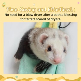 MANON ROSA Ferret Bath Towel Bag - Fast Drying Absorbent Bathrobe with Adjustable Drawstring Microfiber Towel for Small Animals Sugar Gliders Rats Hamster (Orange)