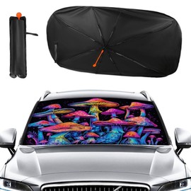 Buyidec Car Windshield Sunshade Umbrella Mushroom Art Foldable Car Windshield Sun Shade Cover Front Window Heat Insulation Protection Fit Most Vehicle 57 X 30 in
