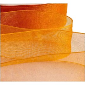 GCS Organza Ribbon 10mm, 12mm, 20mm, 25mm. Scrapbooking, Gift wrapping, home deco. 46 meters / 50 Yards Rolls London - BUY 3 Rolls & Get 4th Free (12mm, Orange)