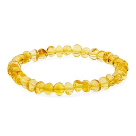 Amber by Mazukna - Yellow Stone Baltic Amber Bracelet, 6.7inch Gemstone Bracelet, Natural Amber Stone Healing Bracelet for Women, Certified Baltic Amber Beads, Handmade Bracelet for Adults