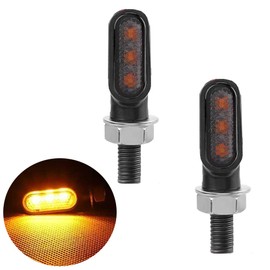 Motorcycle Mini Turn Signals LED Metal Indicators Lights Amber Lamps For Chopper Bobber Cafe Racer Black