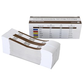 L LIKED Money Band Bundles Self Sealing Currency Straps for Bill Wrappers (Brown $5000-1000 PCS)
