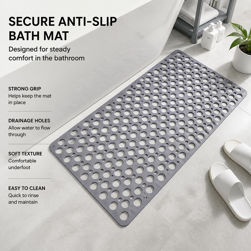 Bathtub Essentials Combo - Anti-Slip Bath Mat - Exfoliating Cloth