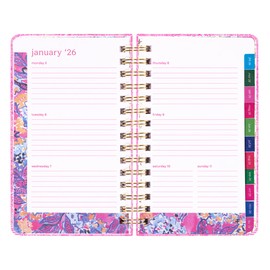 Lilly Pulitzer Medium Planner August 2025 - December 2026, Weekly Agenda & Monthly Calendar, Stickers, Pockets, Spiral Binding, 5" x 8.25" (Palm Beach Playground)