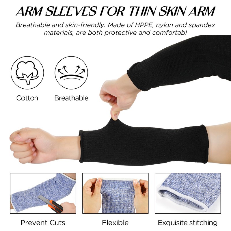 Neer 4 Pair Protective Arm Sleeves for Thin Skin Anti-Cut