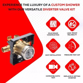Wood Grip R10000 Shower Valve Body for Shower Faucet Trim Kits, Single or Dual Function - R10000-UNWSHF