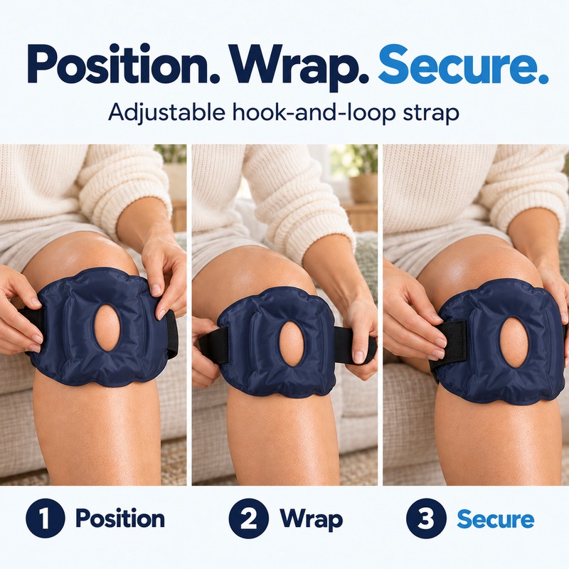 Reusable Knee Ice Pack Wrap with Adjustable Strap – 9.45