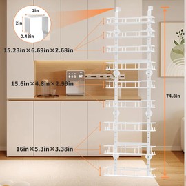 Over The Door Pantry Organizer, 9-Tier Over The Door Organizer with Adjustable Baskets, Metal Hanging Spice Rack for Pantry Organizers and Storage, Suitable for Kitchen Laundry Room & Bathroom, Black