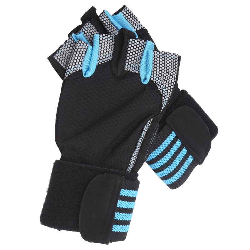 Half Finger Adjustable Cycling ShockAbsorbing Gloves AntiSlip Bicycle Gloves Blue(Blue