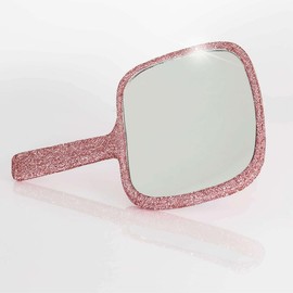 GLITZ & GLAM BLING HANDHELD MIRROR:_PINK BLING HANDHELD MIRROR 
