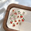 80PCS Mini 3D Cherry Nail Charms, Rhinestones Cherry Gems Studs