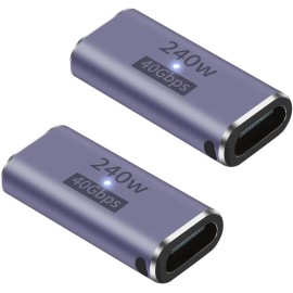 AuviPal 240W USB C Coupler (2 Pack), USB Type C Female to Female Adapter Extende