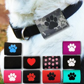 Dapper Dog Pet Tag Silencer and Air Tag Holder - Camouflage with Black Paw Print