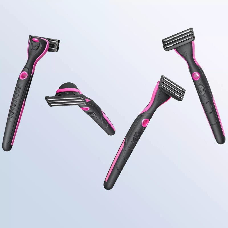 Defender Pink and Black Handle Defender Razor with 8pk Regular